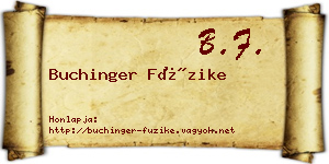 Buchinger Füzike névjegykártya